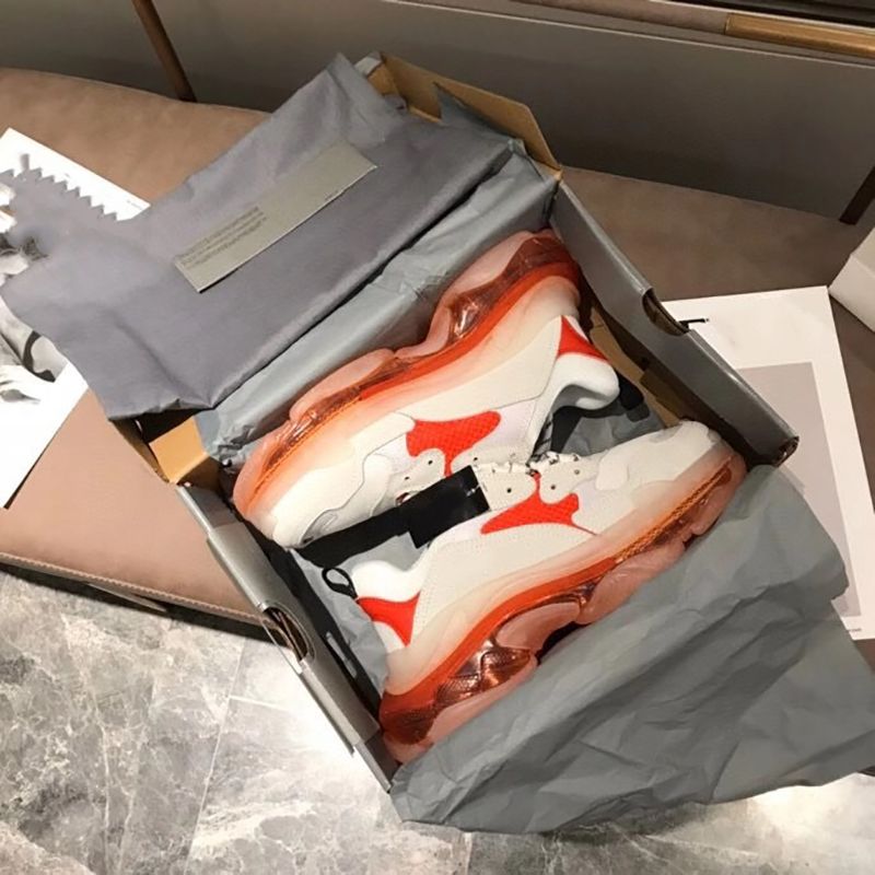 Mens Triple S Clear Sole Sneakers Designer Shoes Neon Green Vintage Dad Trainers Clear bubble Bottom Runner Hiking Shoes with Box