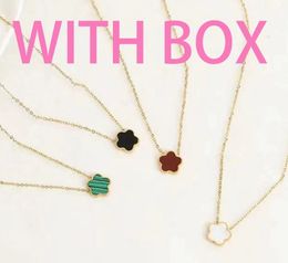 With BOX Classic Clover Necklace Pendant Pearl Mother S925 silver Plated 18K for Women's Girl Valentine's Day Mother's Day Engagement designer luxury Jewelry Gift
