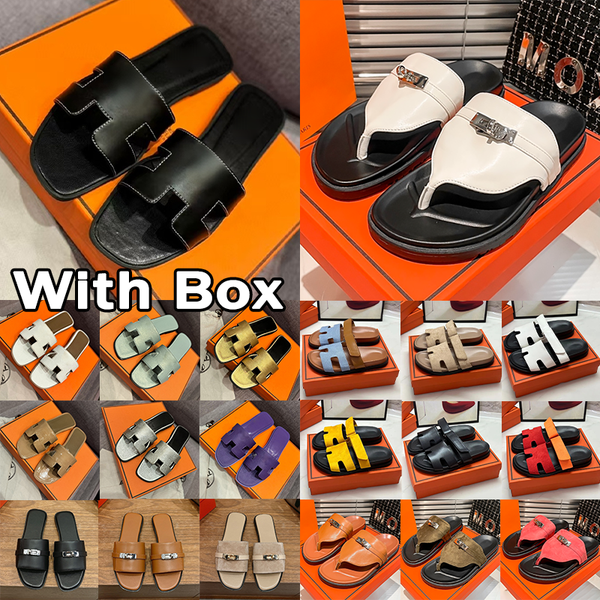 With box womens Designer Slippers Suede flat Sandals natural floral claquette leather shoes summer beach orans sliders white hormessandles women mens Slippers