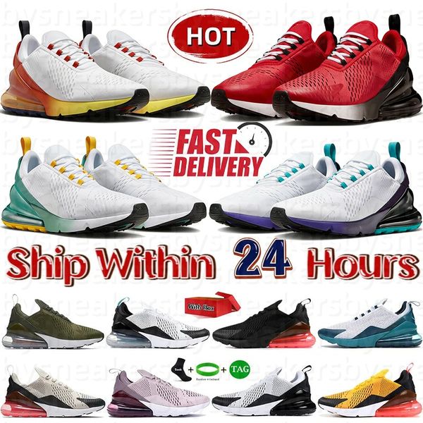 With Box mens 270 270s running shoes women City Connect Pack sports sneakers Black White University Red Medium Olive Dusty Cactus Spirit Teal outdoor trainers
