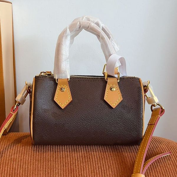 Shoulder Bags Top Designer Mini Nano 16cm Shoulder Bag Women Leather Denim Crossbody Luxury Brand Embossed Tote Purse Brown Flower Handbag billfold98