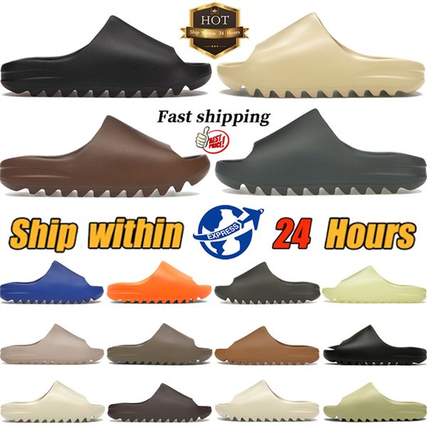 Designer Slides for Men Women Slippers Sandals Flax Desert Sand Resin Bone Slate Glow Green Slide Slipper Outdoor Summer Beach Sandal Womens Mens Shoes