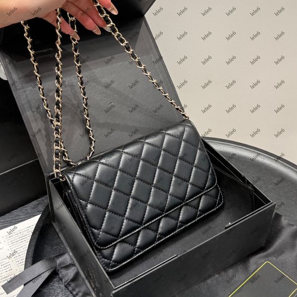 Luxury Designer bag shoulder bag envelope Crossbody Women caviar Lambskin mini chain bag Grained Shiny Calfskin Classic Hangbag Top Quality portable Purse 19cm